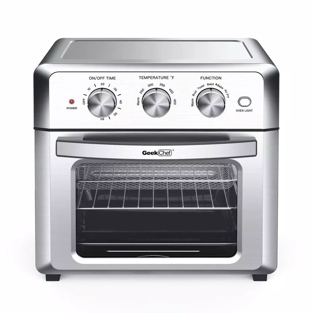 Air Fryers Boyel Living 19 Qt. Silver Stainless Steel Air Fryer Toaster Oven With Roast, Bake, Broil, Reheat, Accessories & Recipes Included
