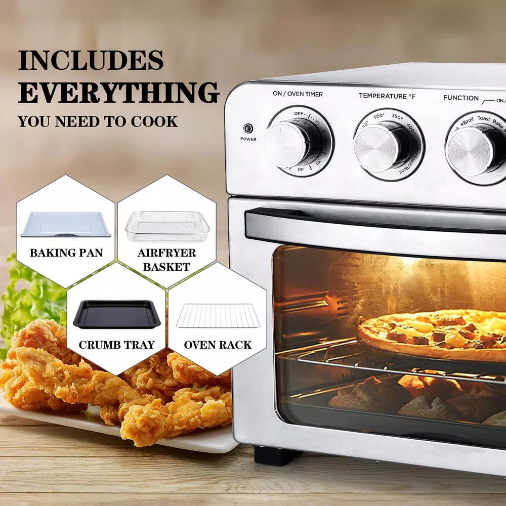 Air Fryers Boyel Living 24 Qt. Silver Stainless Steel Air Fryer Toaster Oven With Roast, Bake, Broil, Reheat, Accessories And Cookbook Included - Image 7