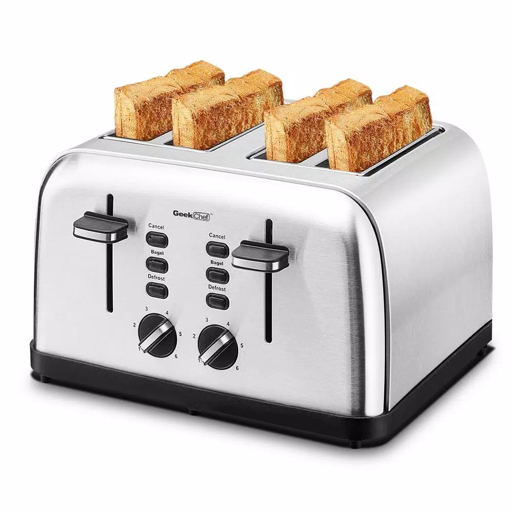 Toasters Boyel Living 1500 W 4-Slice Silver Wide Slot Toaster With Dual Control Panels - Image 10