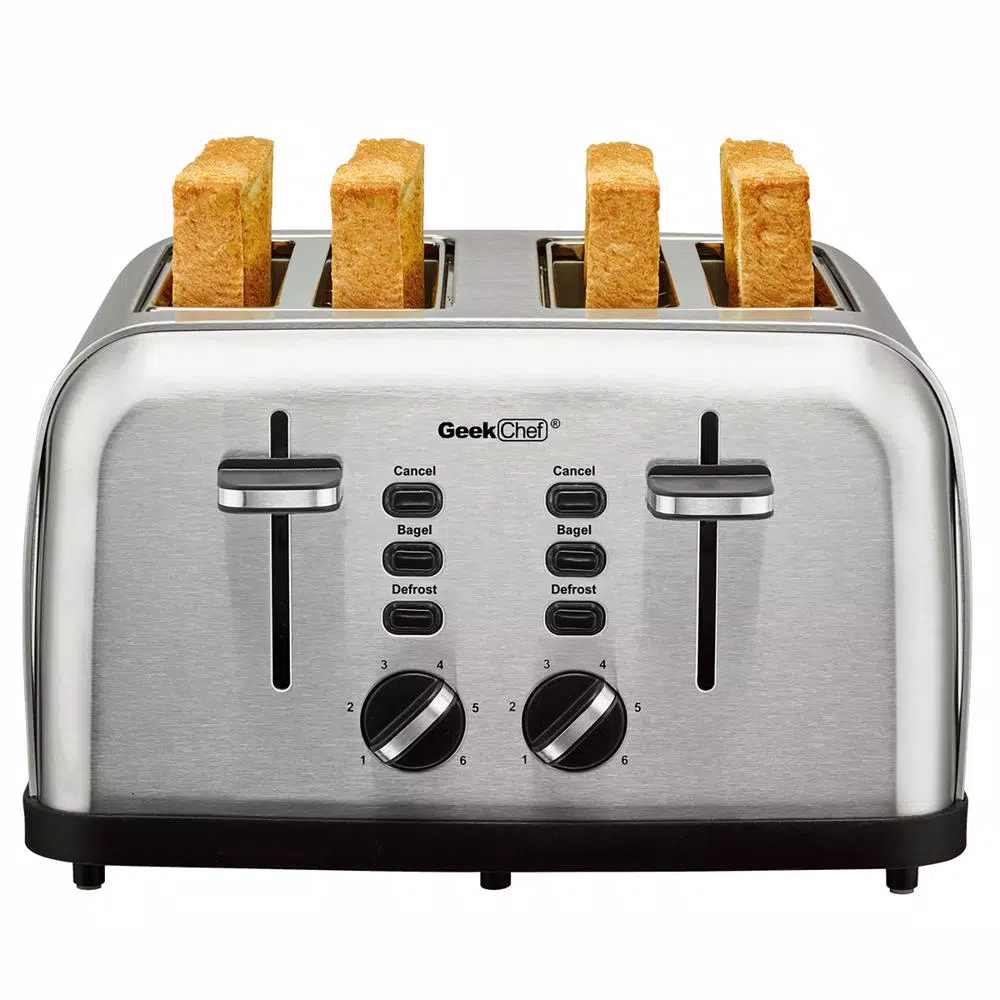 Toasters Boyel Living 1500 W 4-Slice Silver Wide Slot Toaster With Dual Control Panels - Image 4