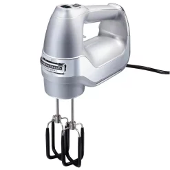 Mixers Hamilton Beach 7-Speed Electric Hand Mixer, Silver And Chrome, With SoftScrape Beaters, Whisk, Dough Hooks And Snap-On Storage Case