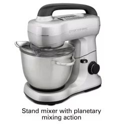 Mixers Hamilton Beach 4 Qt. 7-Speed Stainless Steel Stand Mixer With Flat Beater, Dough Hook And Whisk