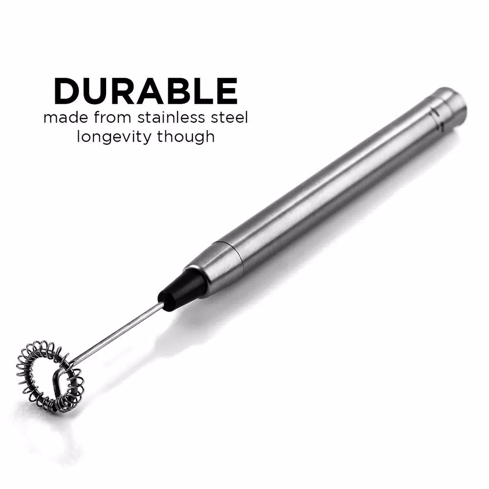 Coffee Makers Ovente Electric Stainless Steel Milk Frother Coffee, Hand Held, Silver (FRS1010S) - Image 4