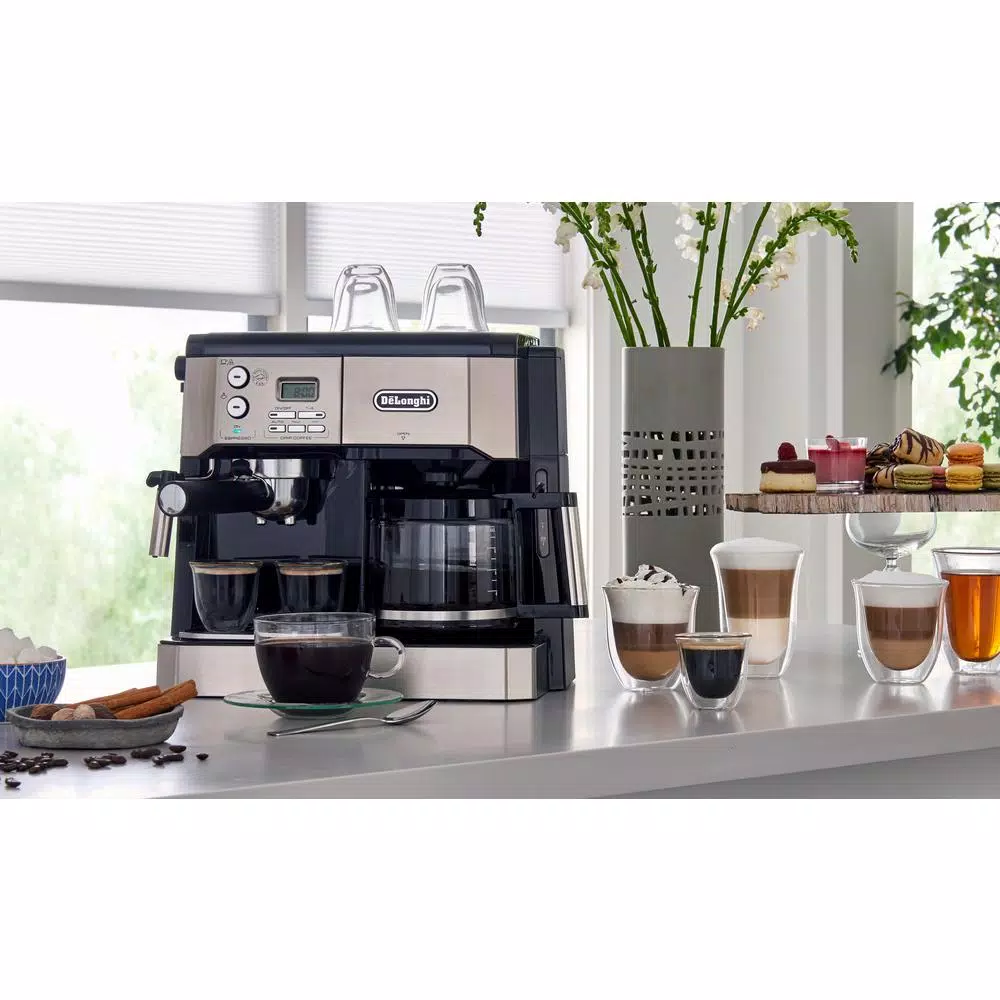 Coffee Makers DeLonghi All-In-One 10-Cup Stainless Steel Espresso Machine And Drip Coffee Maker - Image 9