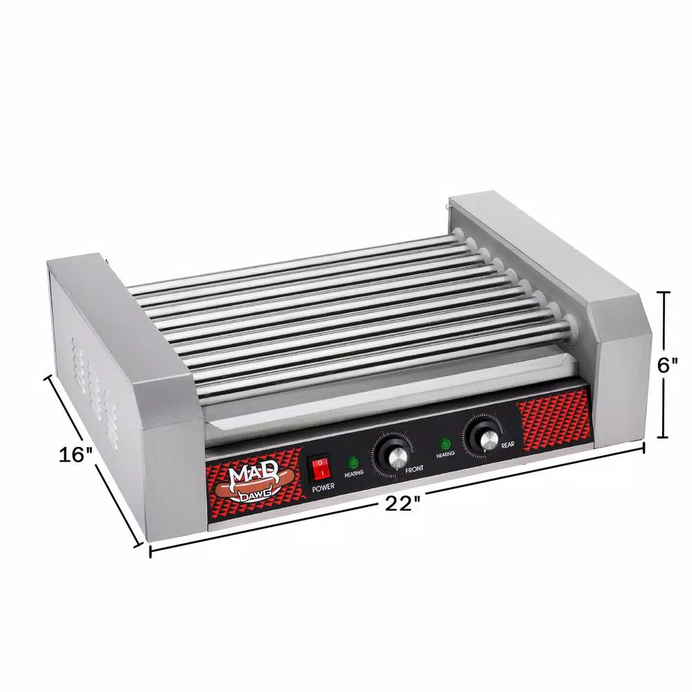 Electric Skillets & Indoor Grills Great Northern Commercial 24-Hot Dog 290 Sq. In. Stainless Steel Indoor Grill - Image 3
