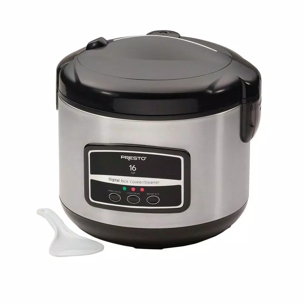 Cookers Presto 16-Cup Stainless Steel Rice Cooker With Non-Stick Cooking Pot