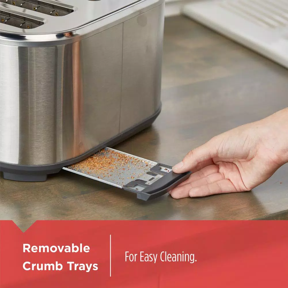 Toasters BLACK+DECKER 4-Slice Stainless Steel Extra-Wide Slot Toaster With Crumb Tray - Image 6