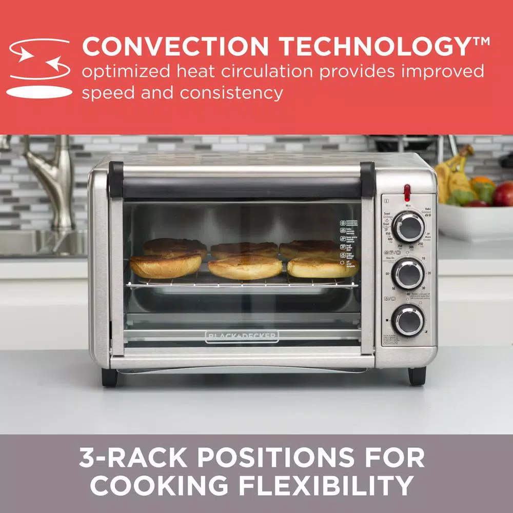 Toasters BLACK+DECKER 1500 W 6-Slice Stainless Steel Toaster Oven With Built-In Timer - Image 5