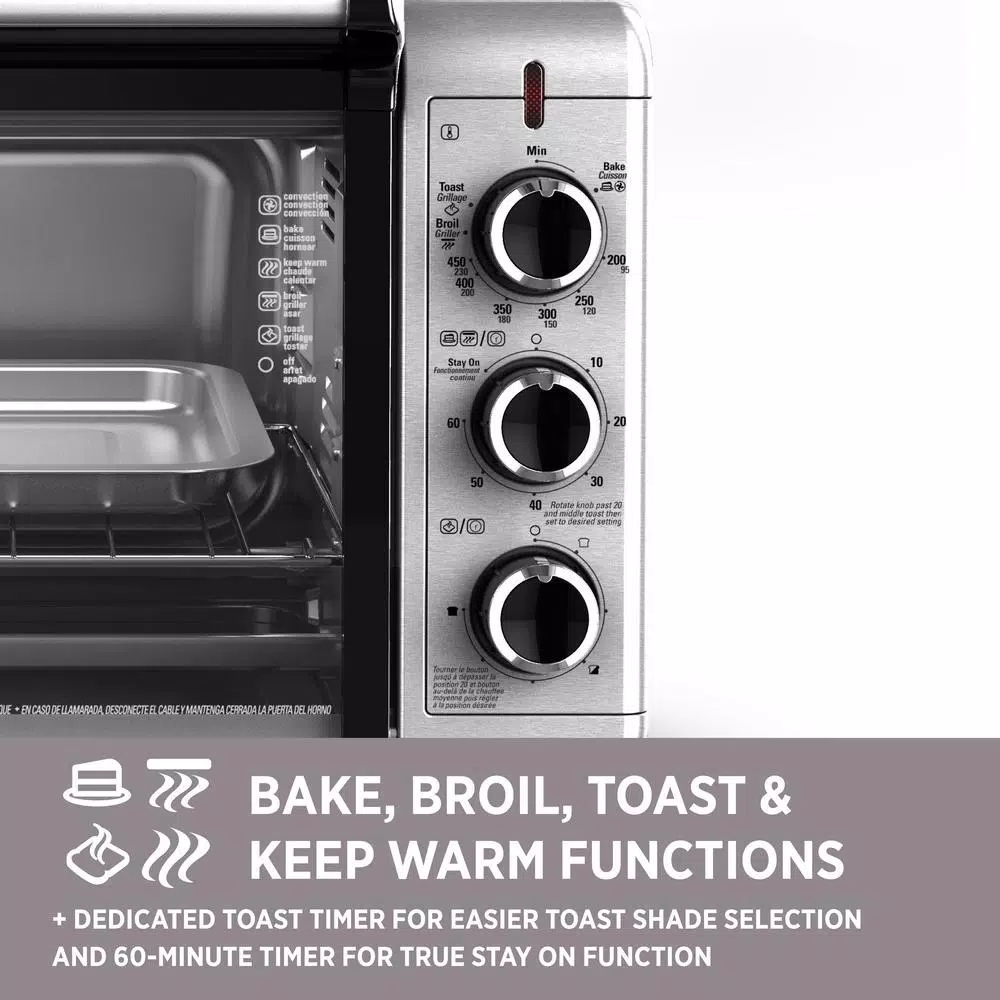 Toasters BLACK+DECKER 1500 W 6-Slice Stainless Steel Toaster Oven With Built-In Timer - Image 7
