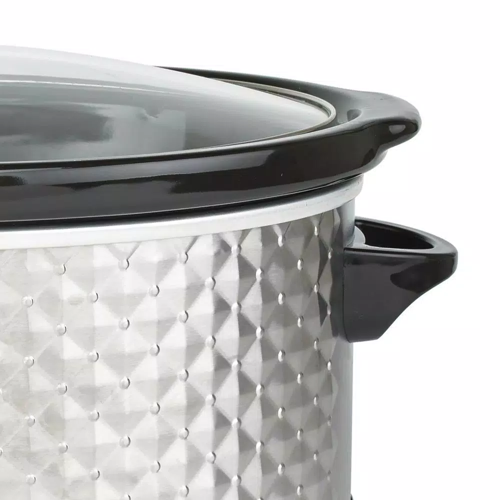 Cookers Brentwood Appliances Diamond 7 Qt. Stainless Steel Slow Cooker With Tempered Glass Lid - Image 4