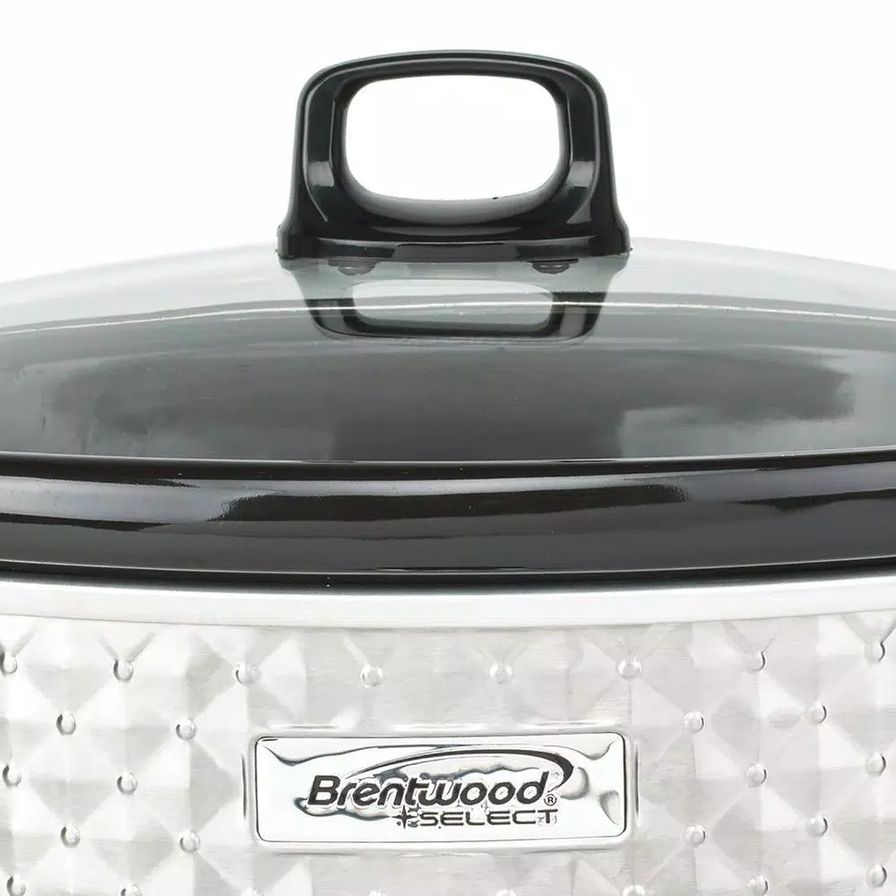 Cookers Brentwood Appliances Diamond 7 Qt. Stainless Steel Slow Cooker With Tempered Glass Lid - Image 3