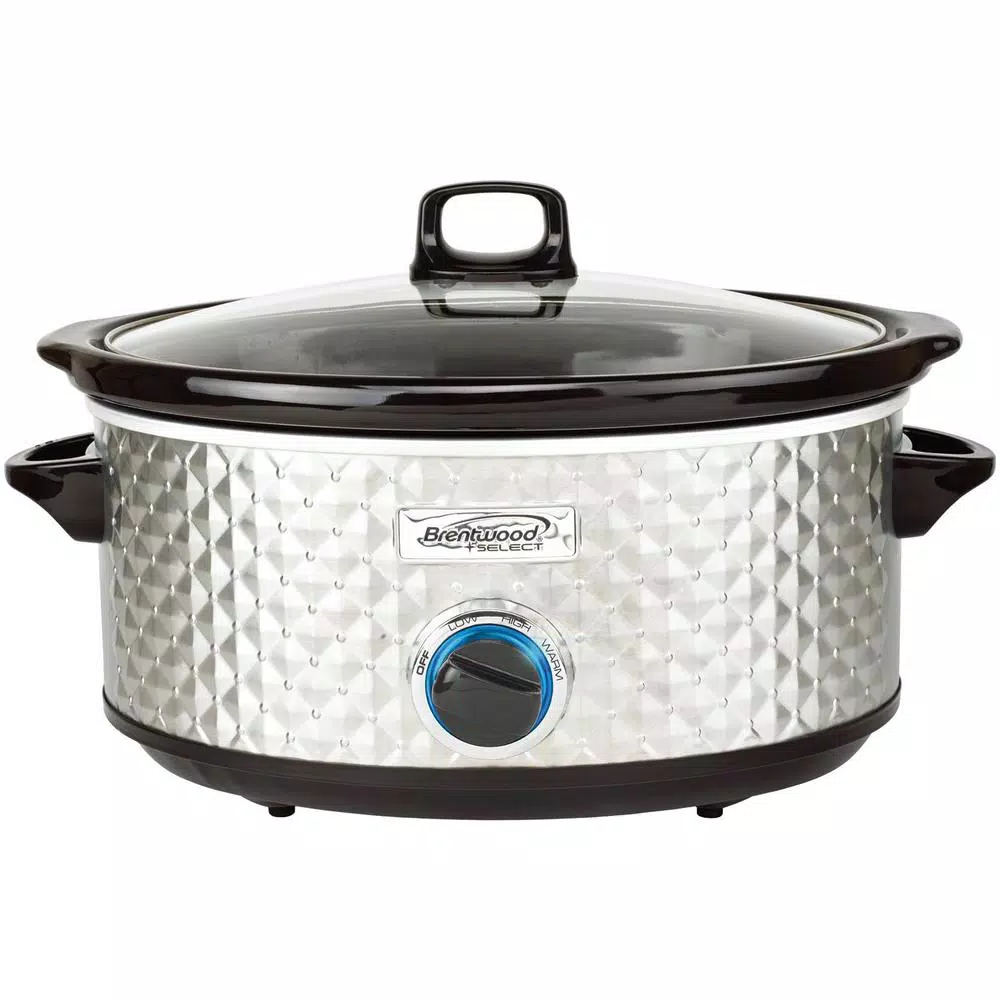 Cookers Brentwood Appliances Diamond 7 Qt. Stainless Steel Slow Cooker With Tempered Glass Lid