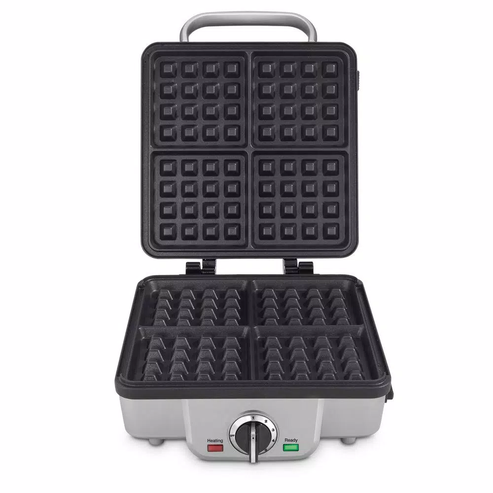 Electric Skillets & Indoor Grills Cuisinart 4-Waffle Stainless Steel Belgian Waffle Maker With Recipe Book - Image 3
