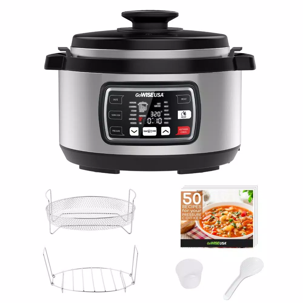 Cookers GoWISE USA Ovate 8.5 Qt. Stainless Steel Electric Pressure Cooker Oval With Accessories And 50-Recipes - Image 2