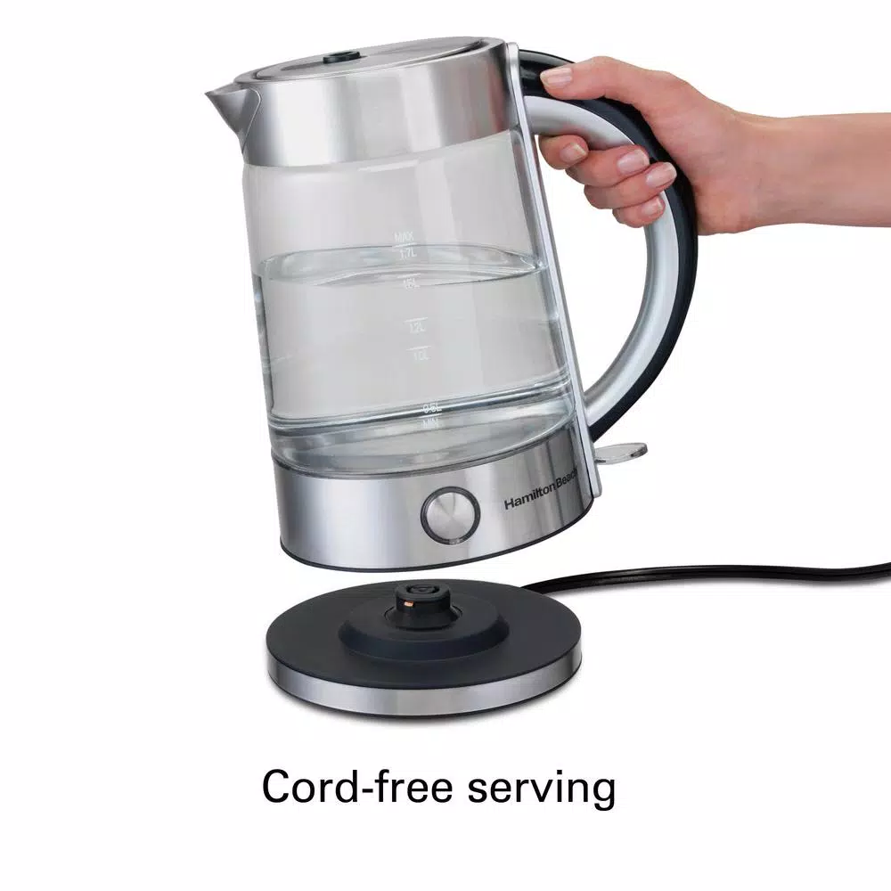 Electric Kettles Hamilton Beach 7-Cup Stainless Steel Modern Glass Kettle Electric - Image 3