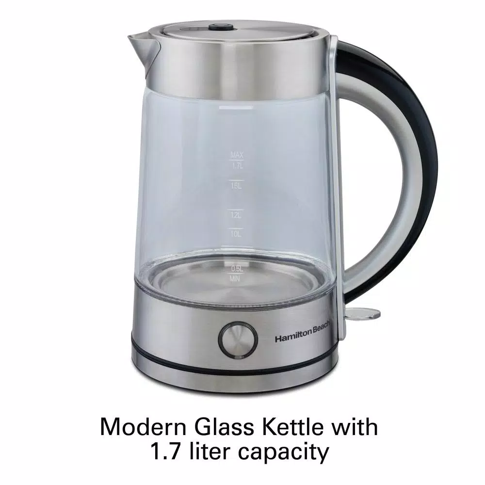 Electric Kettles Hamilton Beach 7-Cup Stainless Steel Modern Glass Kettle Electric - Image 2