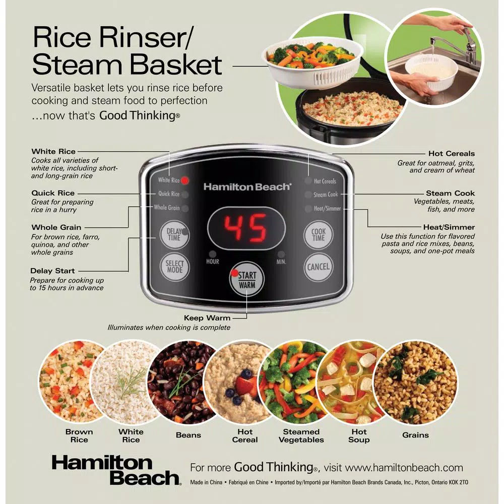 Cookers Hamilton Beach 14-Cup Stainless Steel Rice/Hot Cereal Cooker - Image 3