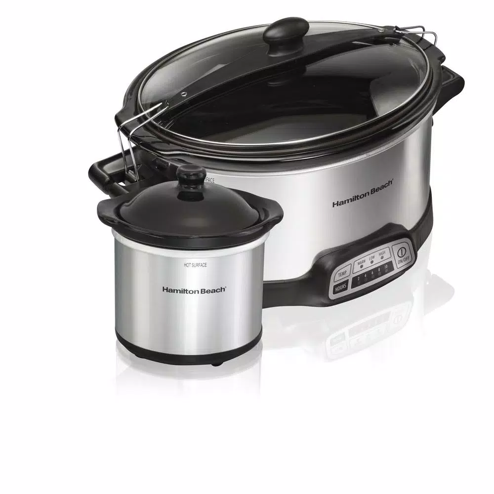 Cookers Hamilton Beach Programmable Stay Or Go 6 Qt. Stainless Steel Slow Cooker With Bonus Party Dipper