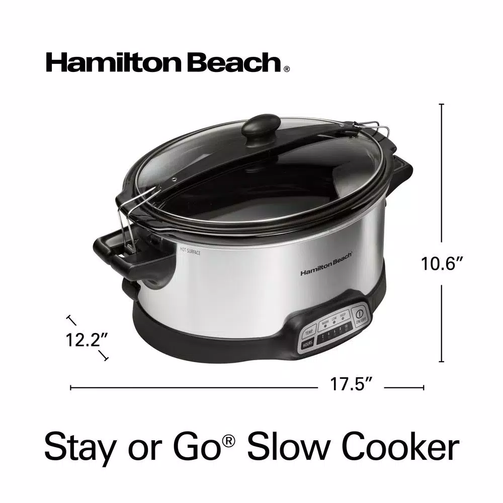 Cookers Hamilton Beach Programmable Stay Or Go 6 Qt. Stainless Steel Slow Cooker With Bonus Party Dipper - Image 9