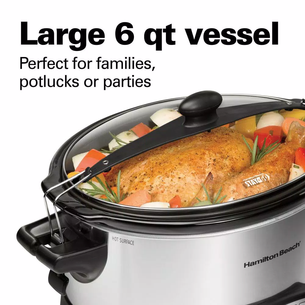 Cookers Hamilton Beach Programmable Stay Or Go 6 Qt. Stainless Steel Slow Cooker With Bonus Party Dipper - Image 8
