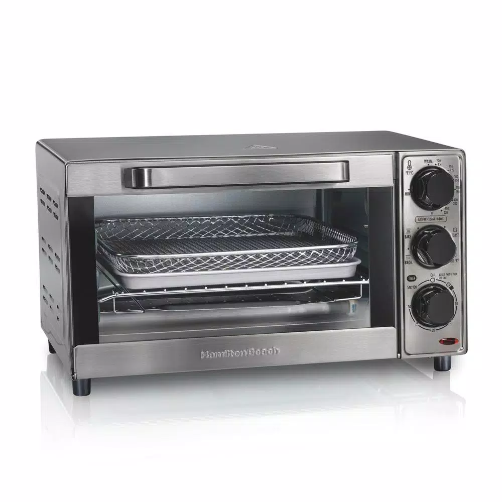Toasters Hamilton Beach Sure Crisp 1120 W 4-Slice Stainless Steel Toaster Oven With Air Fry
