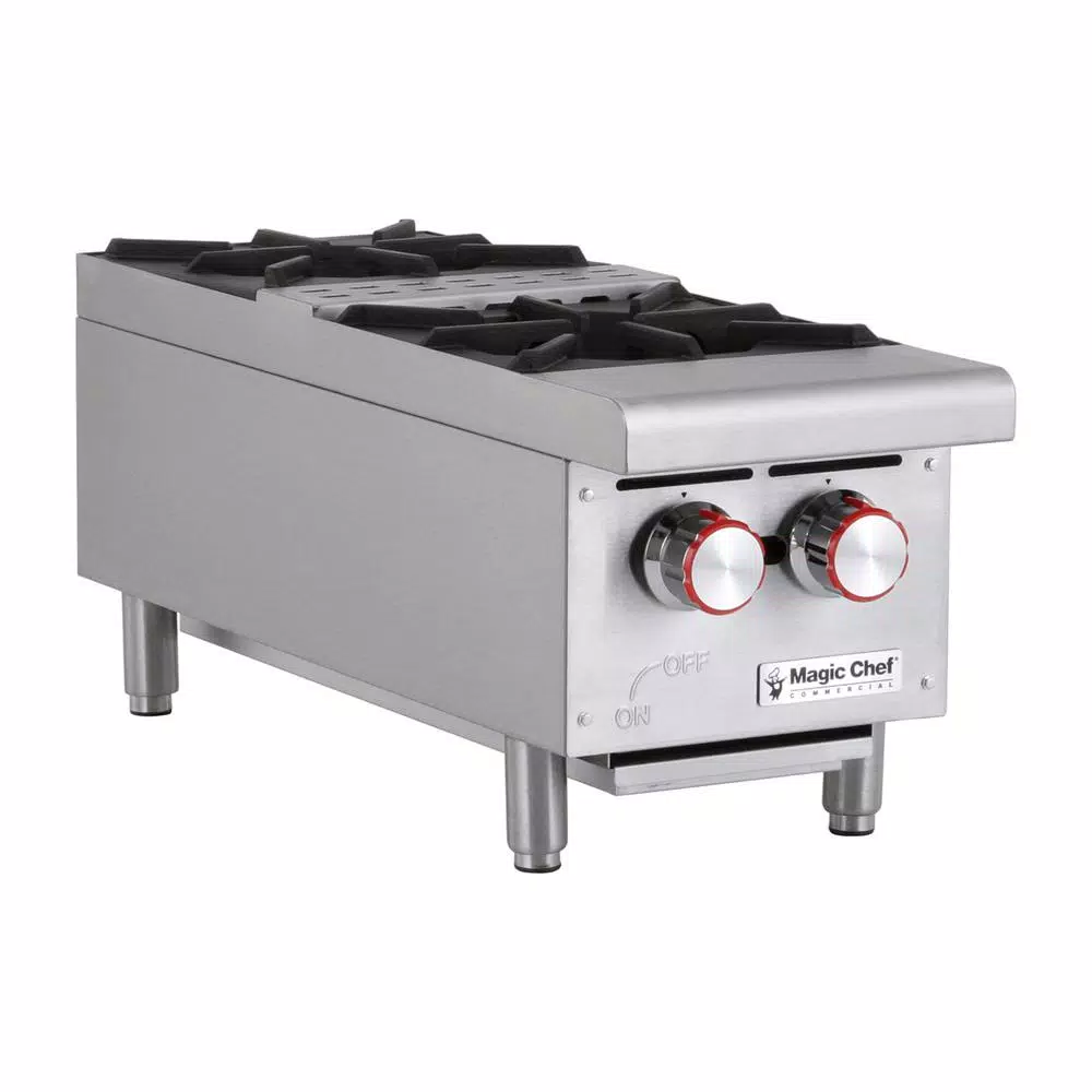 Food Warmers Magic Chef 12 In. W Commercial Natural Gas Countertop Hot Plate In Stainless Steel - Image 3