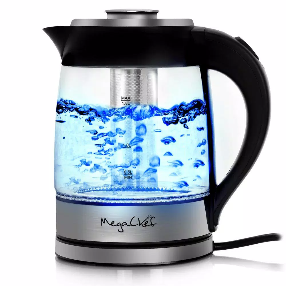 Electric Kettles MegaChef 7.6 Cup Stainless Steel Cordless Electric Kettle With LED Base