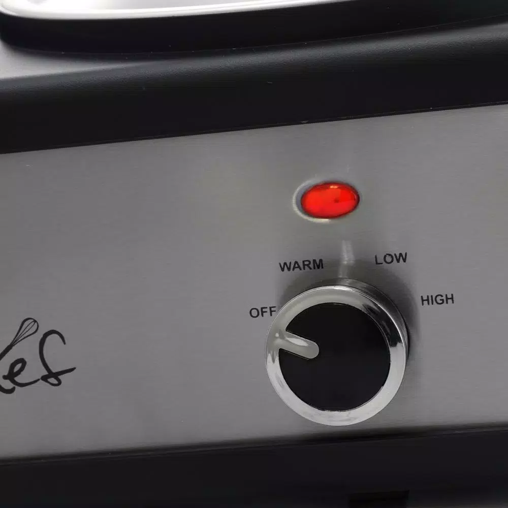 Cookers MegaChef 7.5 Qt. Stainless Steel Slow Cooker With 3 Crocks And Keep Warm Setting - Image 3