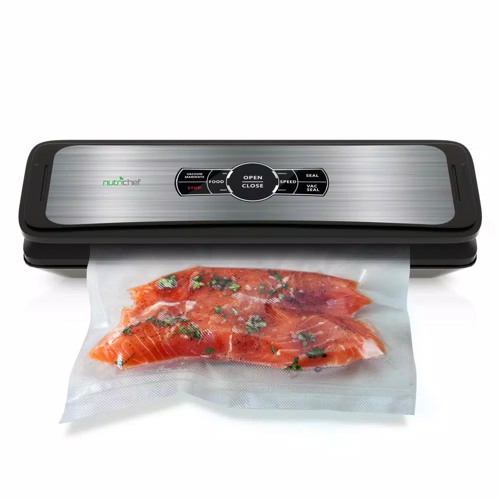 Food Processing NutriChef White With Digital Scale 1-Touch Automatic Open And Close Food Vacuum Sealer Electric Air Sealing Preserver - Image 8