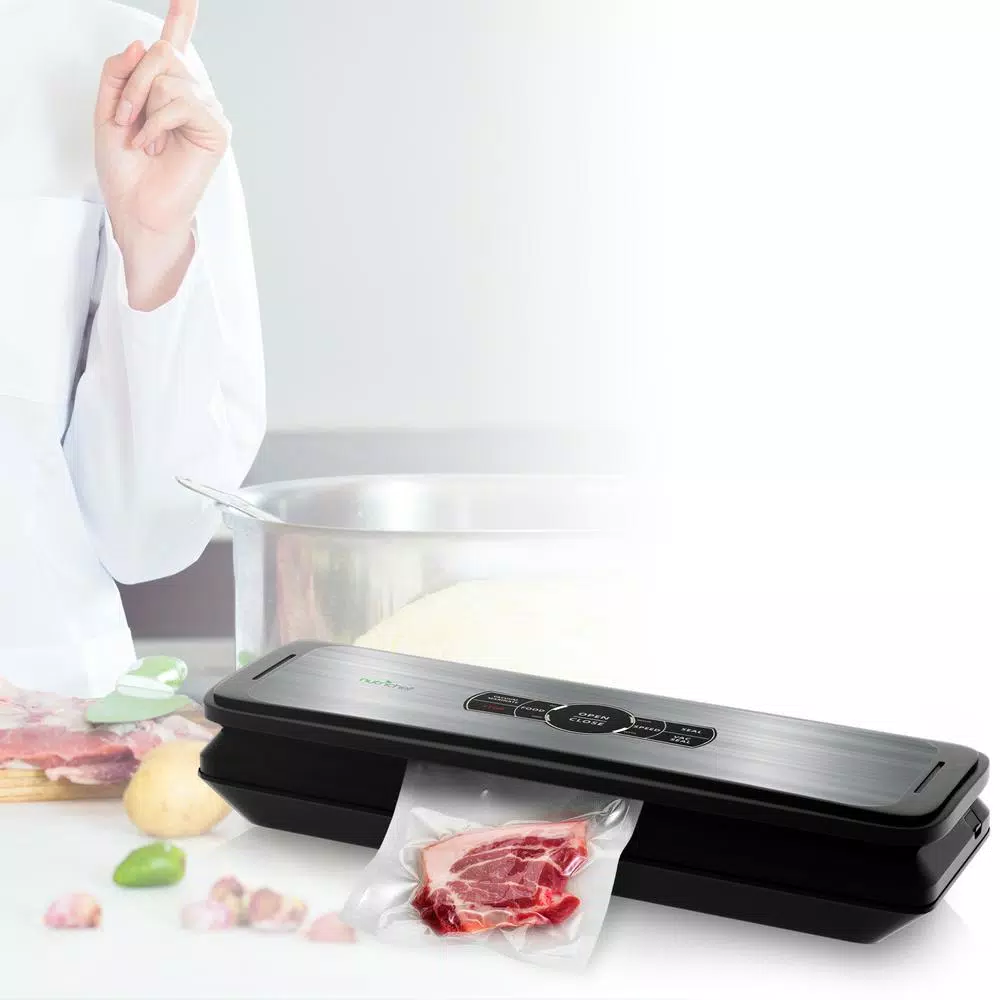 Food Processing NutriChef White With Digital Scale 1-Touch Automatic Open And Close Food Vacuum Sealer Electric Air Sealing Preserver - Image 5