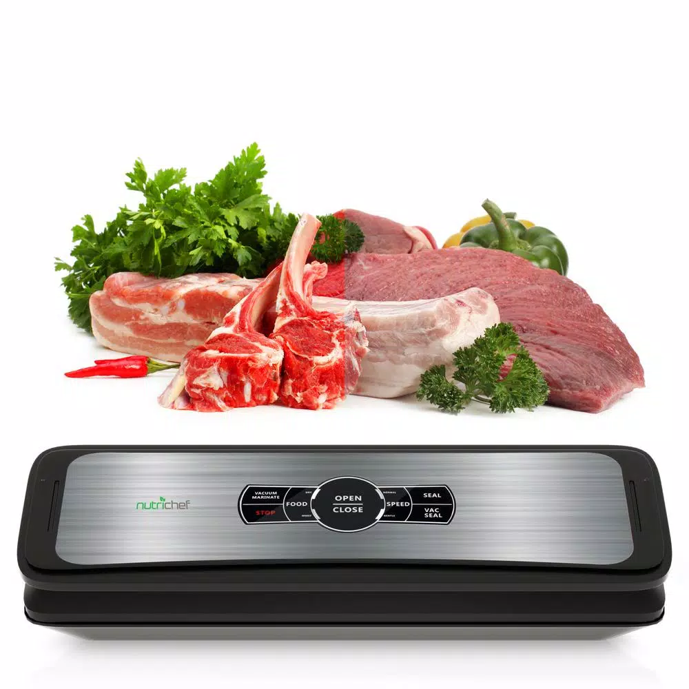 Food Processing NutriChef White With Digital Scale 1-Touch Automatic Open And Close Food Vacuum Sealer Electric Air Sealing Preserver - Image 3