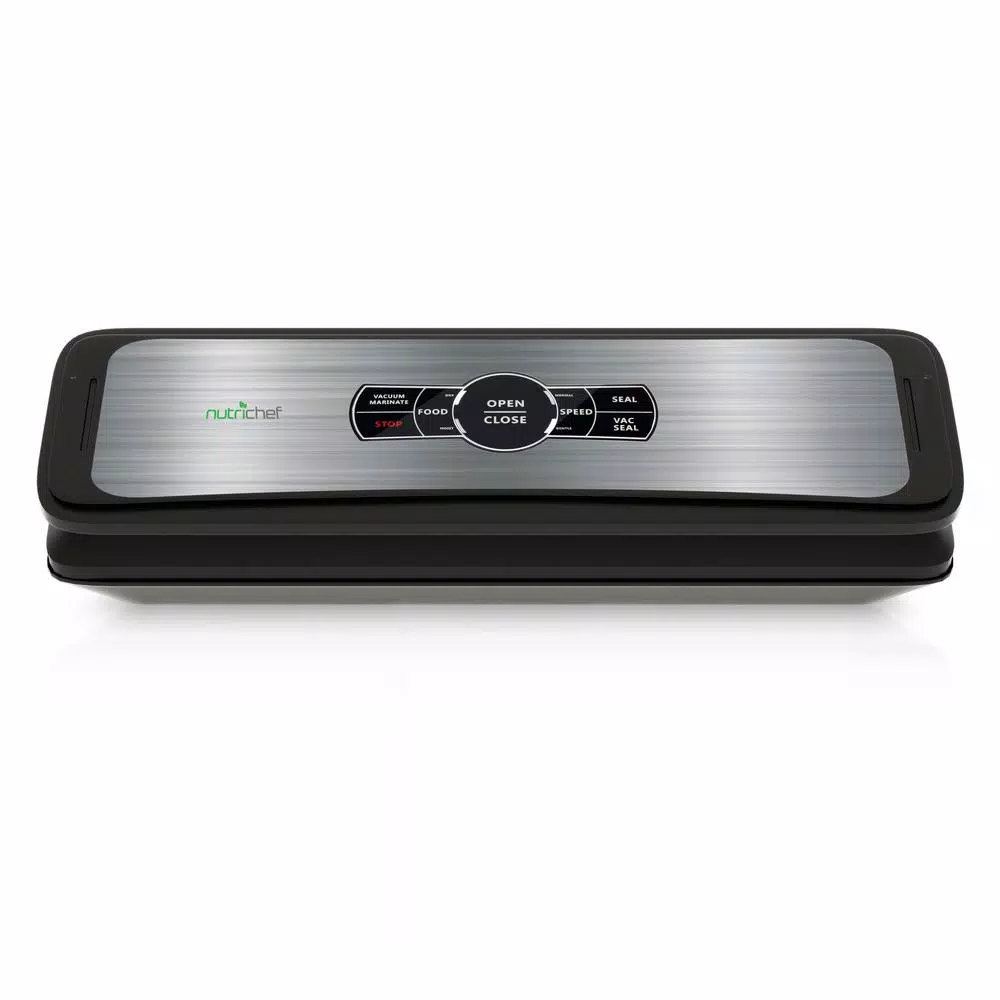 Food Processing NutriChef White With Digital Scale 1-Touch Automatic Open And Close Food Vacuum Sealer Electric Air Sealing Preserver