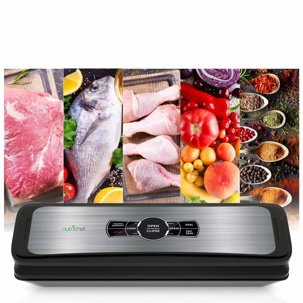 Food Processing NutriChef White With Digital Scale 1-Touch Automatic Open And Close Food Vacuum Sealer Electric Air Sealing Preserver - Image 6