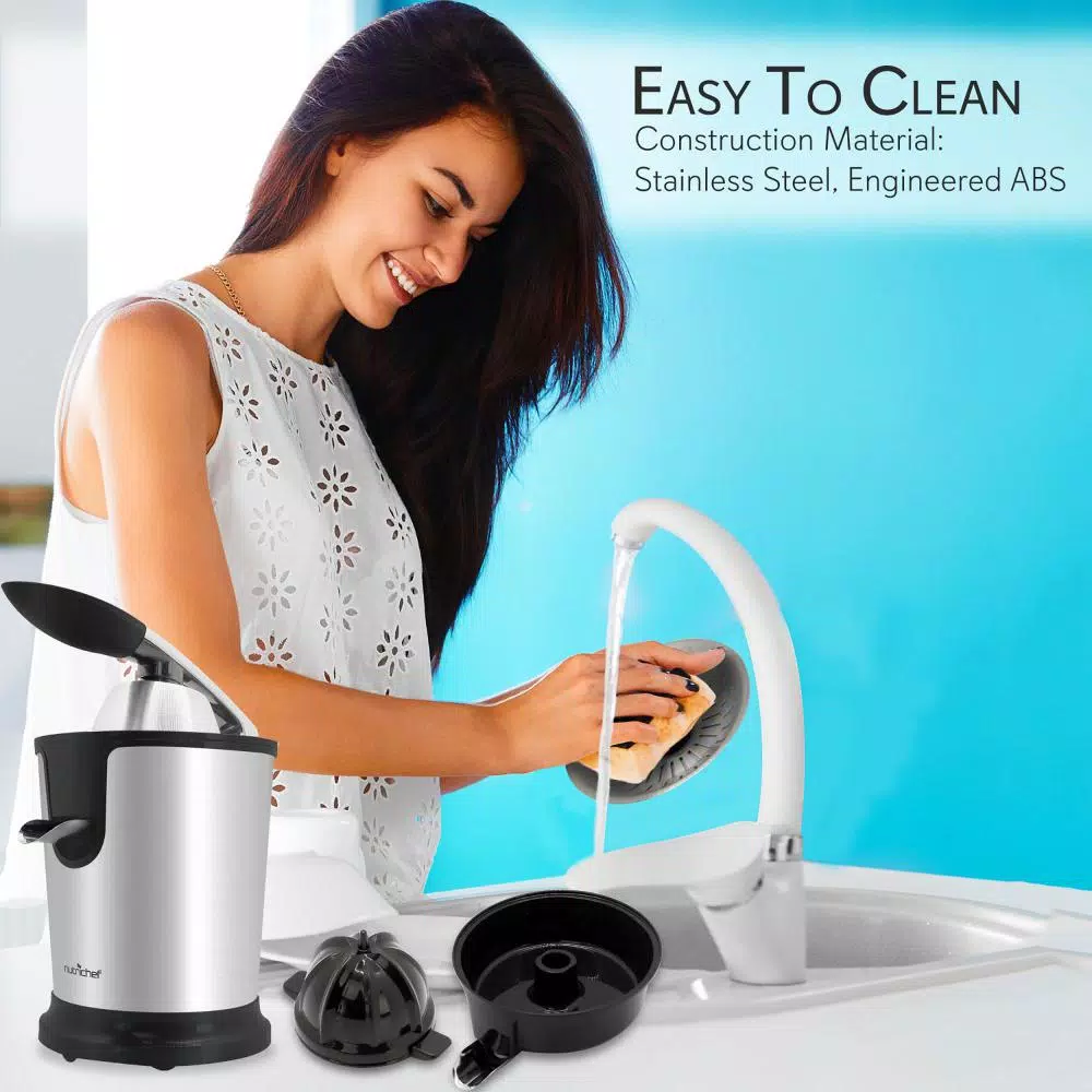 Juicers NutriChef Electric Juice Press – Orange Juicer Citrus Squeezer With Manual Juice Presser Handle (Stainless Steel) - Image 6