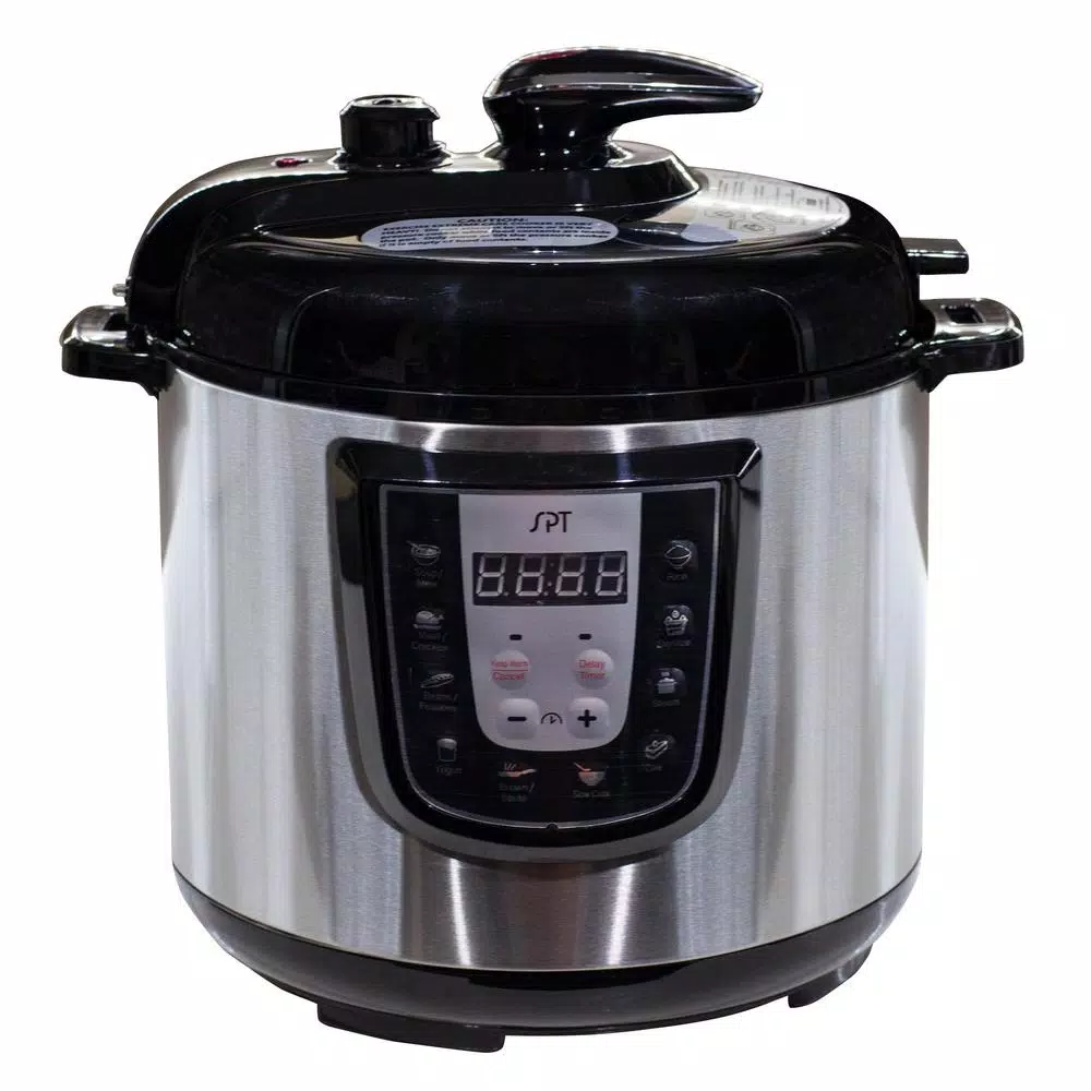 Cookers SPT 6 Qt. Stainless Steel Electric Pressure Cooker With Built-In Timer