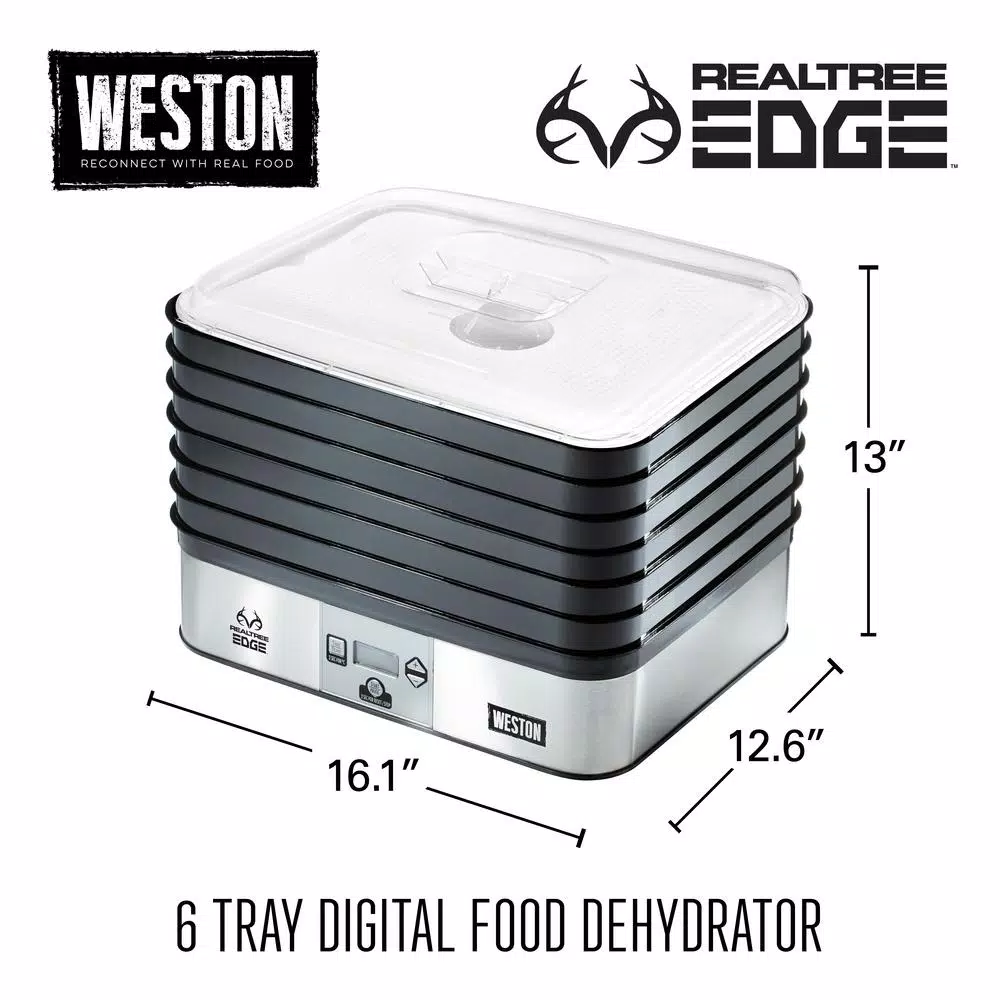 Food Processing Weston Realtree Edge 6-Tray Stainless Steel Food Dehydrator With Digital Controls And Camo Storage Cover - Image 2