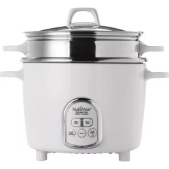 Cookers AROMA NutriWare Digital Pot Style 7-Cup Rice Cooker With Glass Lid And Non-Stick Pot