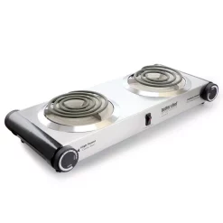 Food Warmers Better Chef 2-Burner Stainless Steel 9 In. Dual Electric Burner Cooktop
