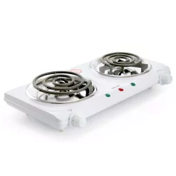 Food Warmers Better Chef 2-Burner 9 In. White Electric Countertop Hot Plate