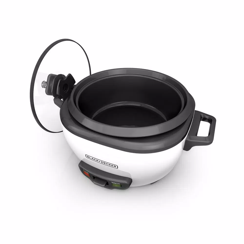 Cookers BLACK+DECKER 3-Cup White Rice Cooker With Steaming Basket And Non-Stick Pot - Image 4