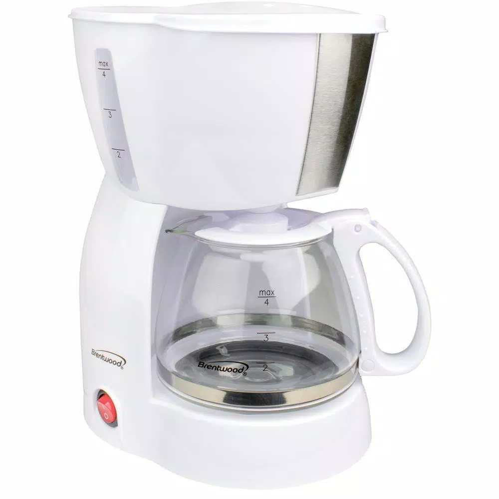 Coffee Makers Brentwood Appliances 4-Cup White Coffee Maker And 2-Slice White Toaster - Image 3