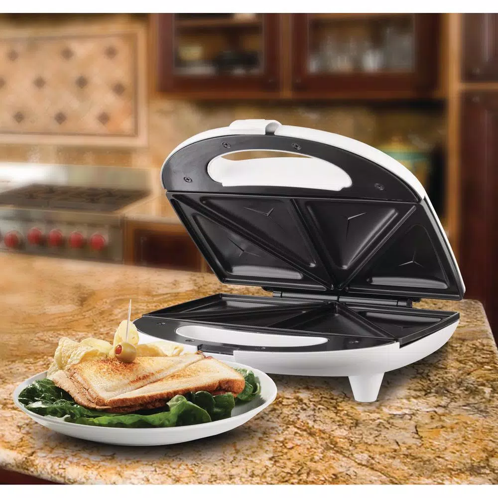 Electric Skillets & Indoor Grills Brentwood Appliances 750-Watt White Dual Sandwich Maker - Image 7
