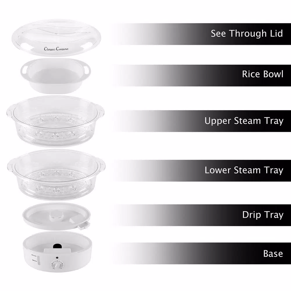 Cookers Classic Cuisine 6.3 Qt. White Rice Cooker With Built-In Timer And Locking Lid - Image 3