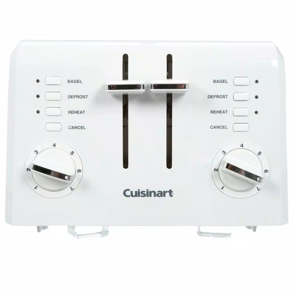 Toasters Cuisinart Compact 4-Slice White Wide Slot Toaster With Crumb Tray - Image 4