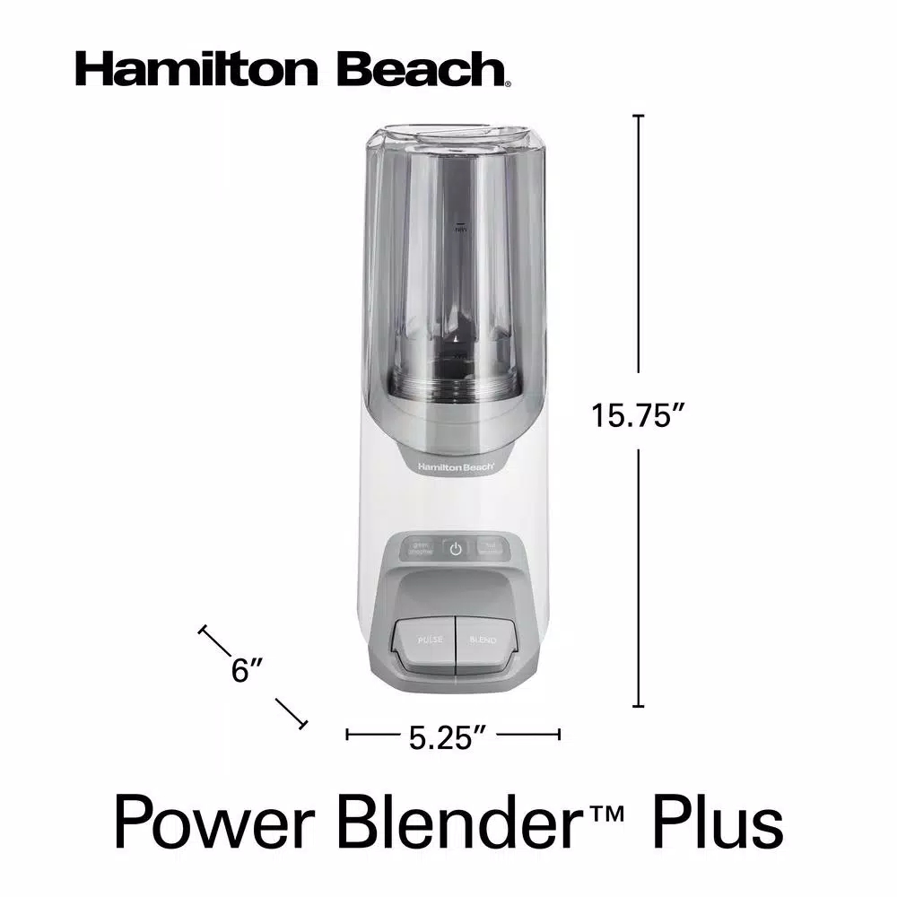 Blenders Hamilton Beach Power Blender Plus 20 Oz. 2-Speed Gray Blender With Leak Proof Flip-Top Lid - Image 2