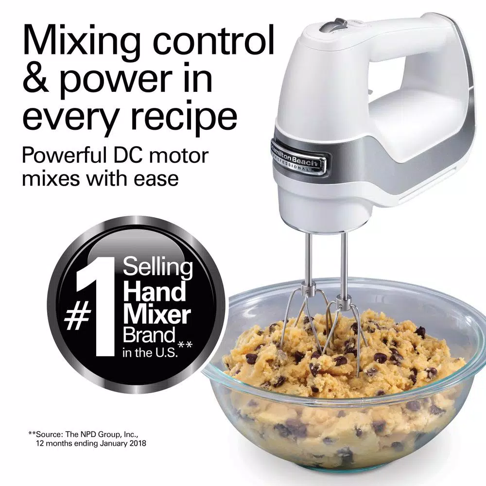 Mixers Hamilton Beach Professional 5-Speed White Hand MIxer - Image 2