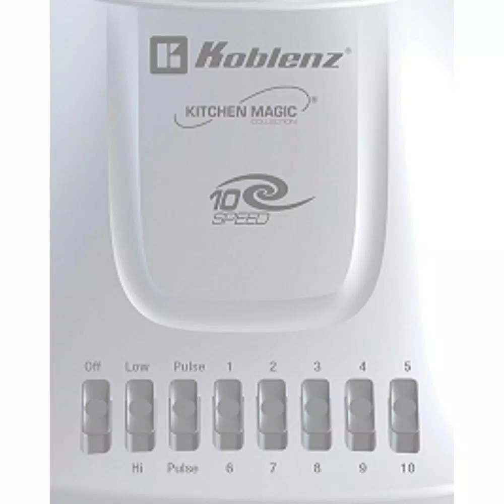 Blenders Koblenz Kitchen Magic Collection 55 Oz. 10-Speed And 2-Pulses White Plastic Jar Blender - Image 2