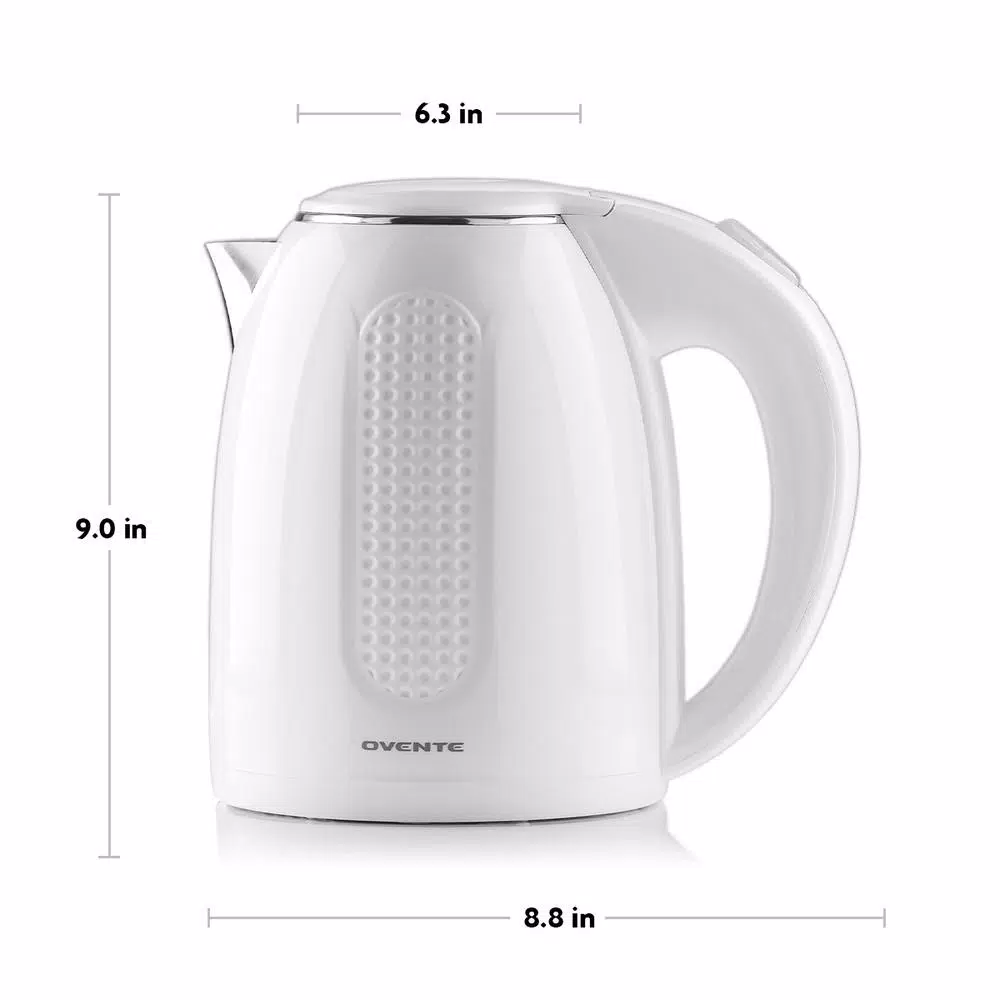 Electric Kettles Ovente 7-Cup White Stainless Steel BPA-Free Electric Kettle With Auto Shut-Off And Boil-Dry Protection - Image 2