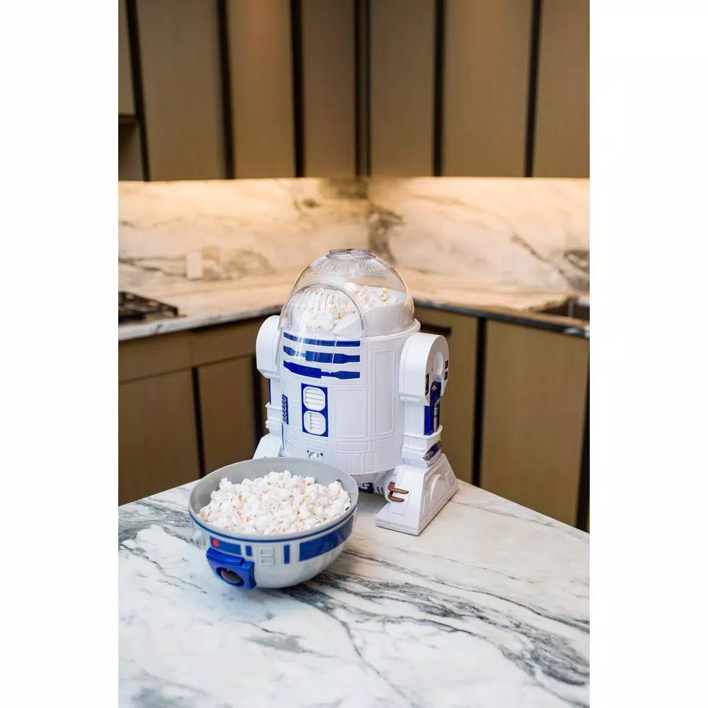 Popcorn Machines Uncanny Brands 2 Oz. Kernel Capacity In Blue/White With Fully Operational Droid Kitchen Appliance Star Wars R2D2 Popcorn Maker - Image 5